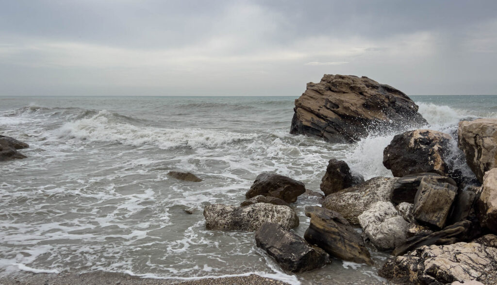Adriatic Sea waves breaking on the rocks