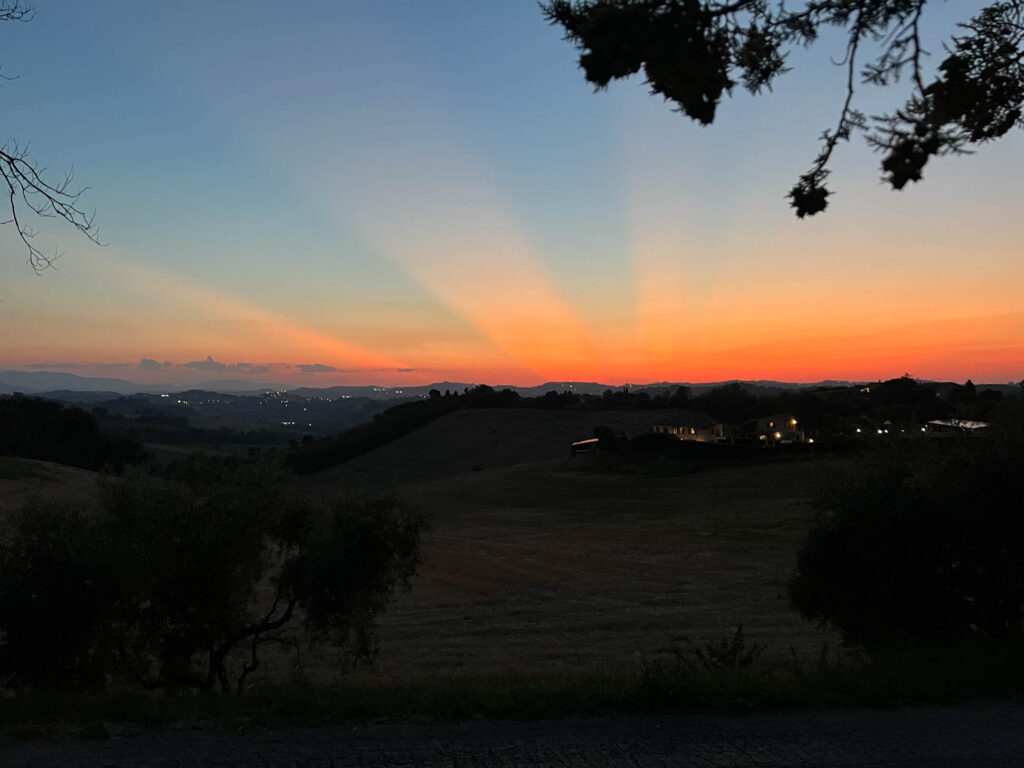 gorgeous colours and lights during sunset in Fermo, Italy