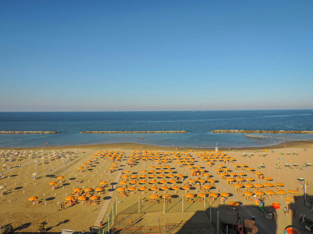 view of a private beach resort from above in the Adriatic